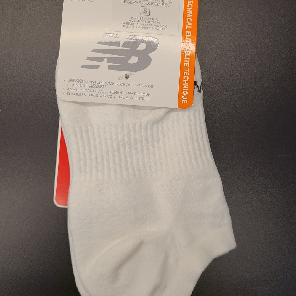 New Balance White Womens Socks Small No Show